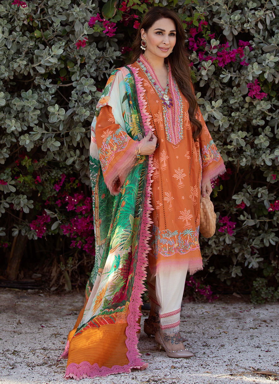Farah Talib Aziz Luxury Lawn'22 - BALI RUST - 14