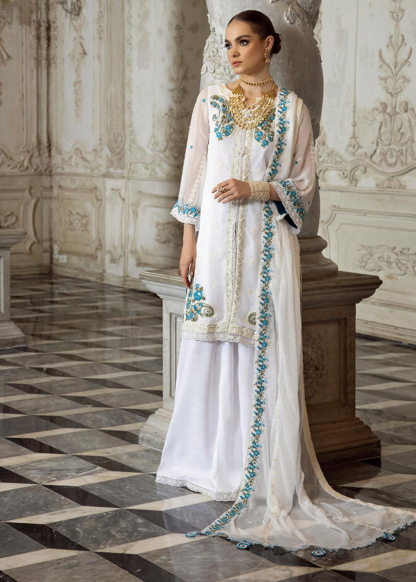 Merakish Luxury Chiffon Embroidered'23 - ST23-MK7 Daisy White