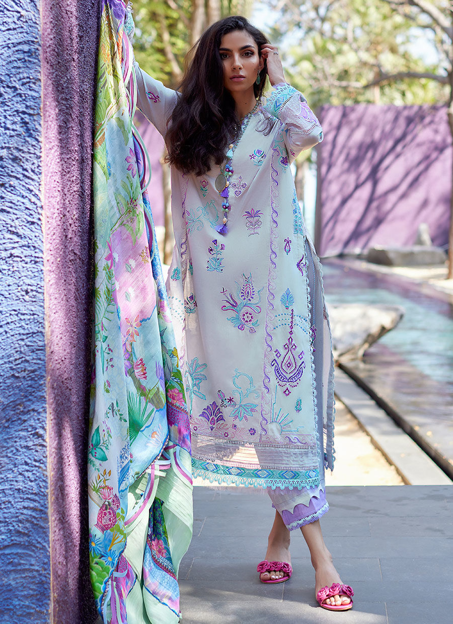 Farah Talib Aziz - Suay Luxury Lawn Embroidered'24 - Zoella Gray - 08