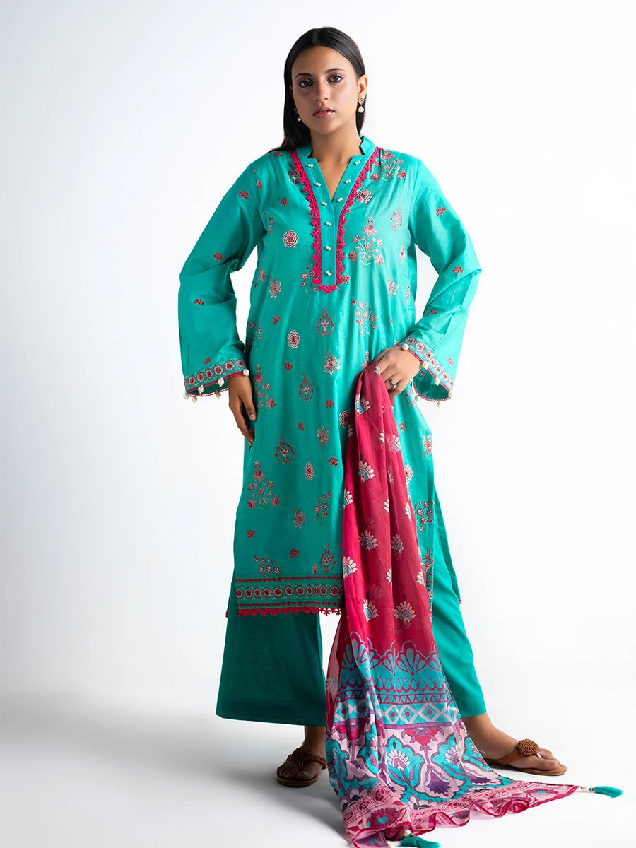 Mina By Salitex Embroidered Lawn Suit Unstitched 3 Piece SUNS24ALM027UT - Summer Collection