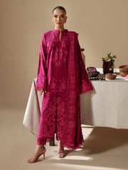 RajBari - Nissa Embroidered Khaddar Wool Shawl Unstitched 3 Piece RB25N D-02- Winter Collection