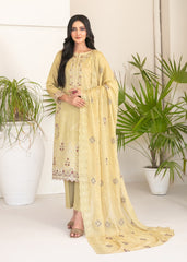 Tawakkal Fabrics Embroidered Viscose Zari Suits Unstitched 3 Piece (Embroidered Schiffli Chiffon Dupatta) - D-4390 - Najwa