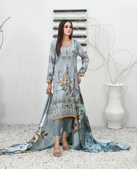 Tawakkal Fabrics Emboidered Linen Suits Unstitched 3 Piece TWF25ST D-1096 - Winter Collection