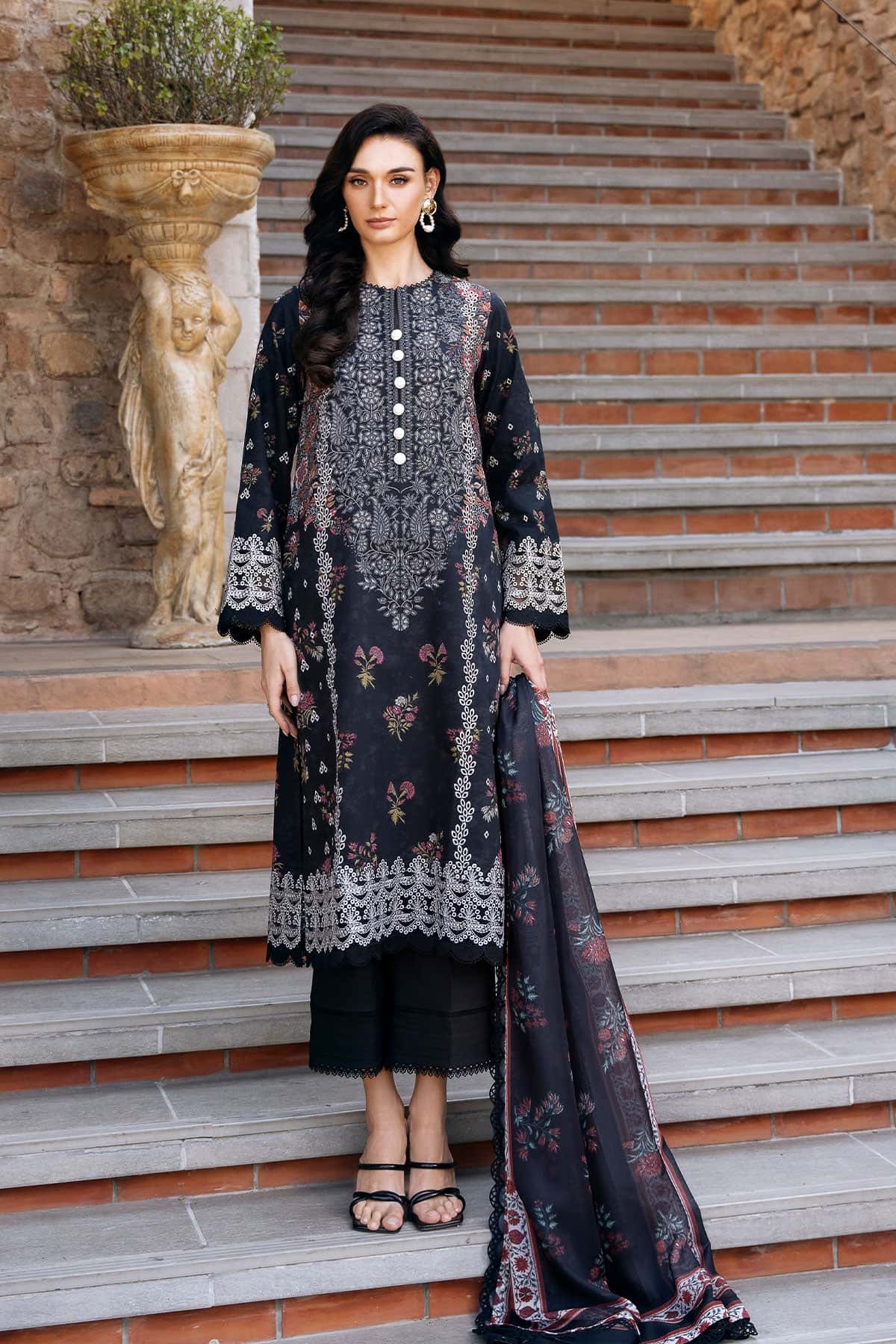 Afrozeh Embroidered Lawn Suit Unstitched 3 Piece AF25DH D-06 Anisa B - Summer Collection
