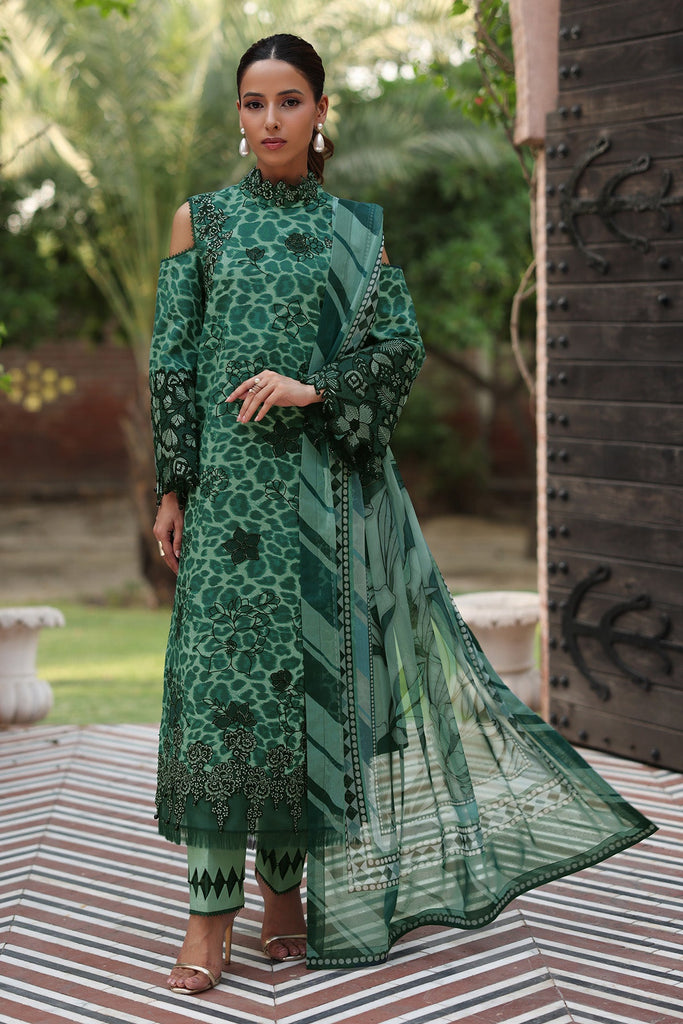 Alizeh Luxury Lawn Embroidered 3PC Un-Stitched Suit - AF-EPL-7042-FINCH