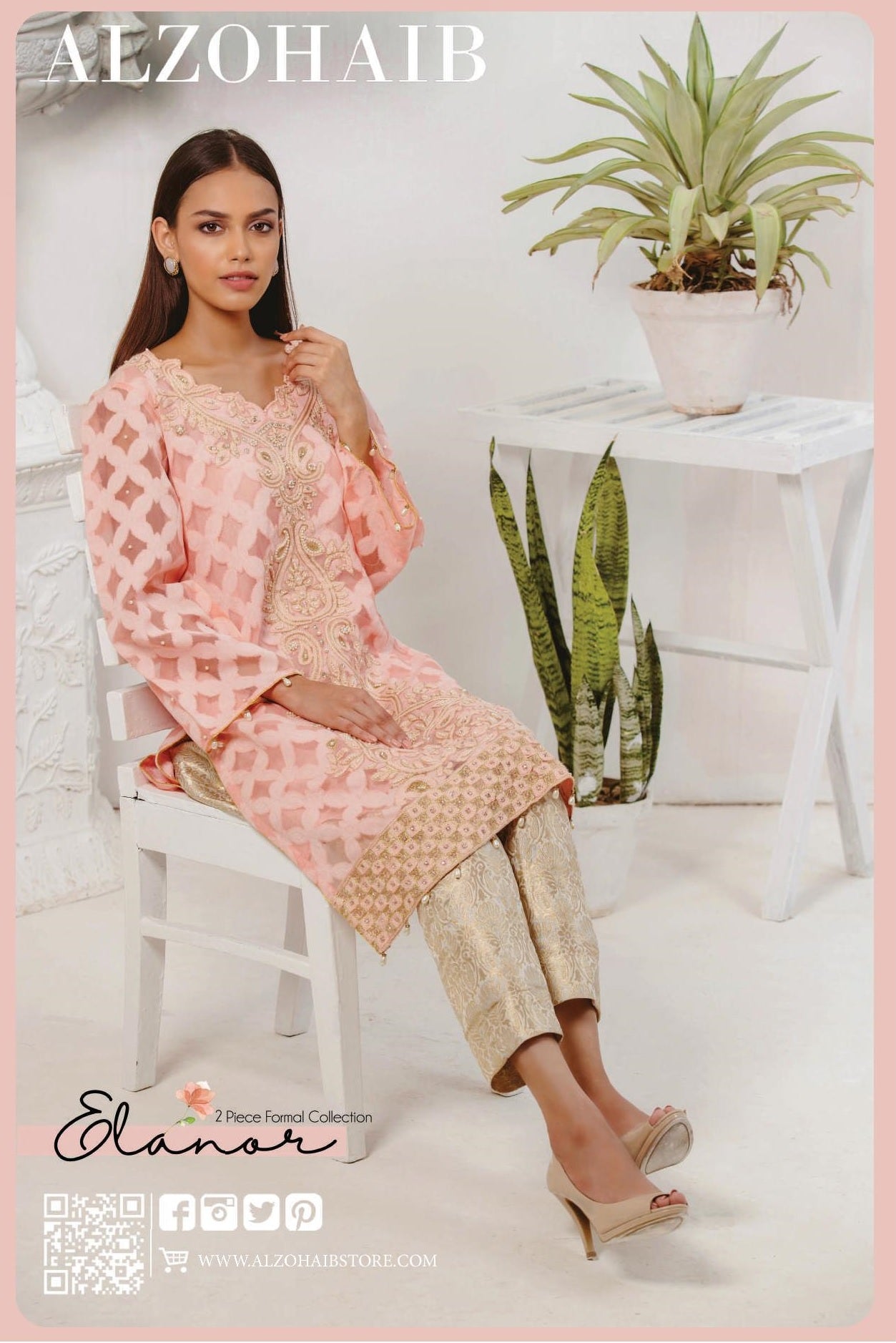 Al-Zohaib Elanoor Formal 2pc (Handwork Exclusive Collection) - 03 Peach