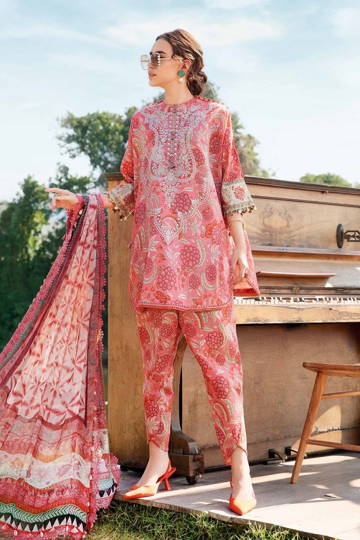 M Prints by Maria B Embroidered Suits Unstitched 3 Piece MB25MP 13A - Summer Collection