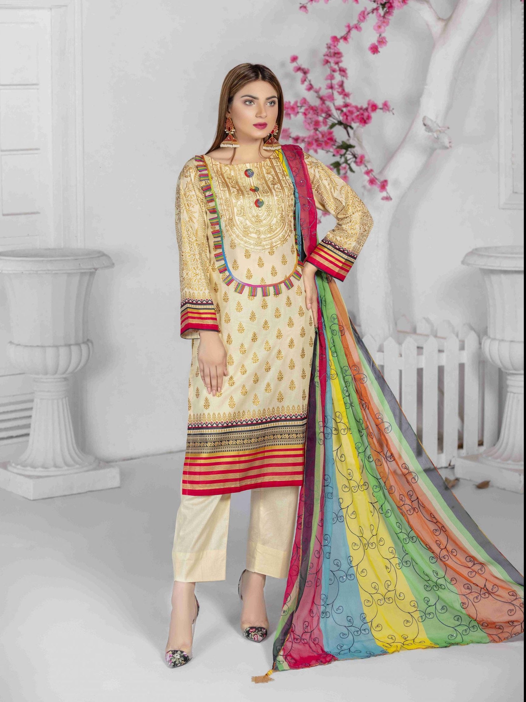 FLORAL FANTASIE LUXURY LAWN SS'21 (EMBROIDERED DUPATTA) - 03