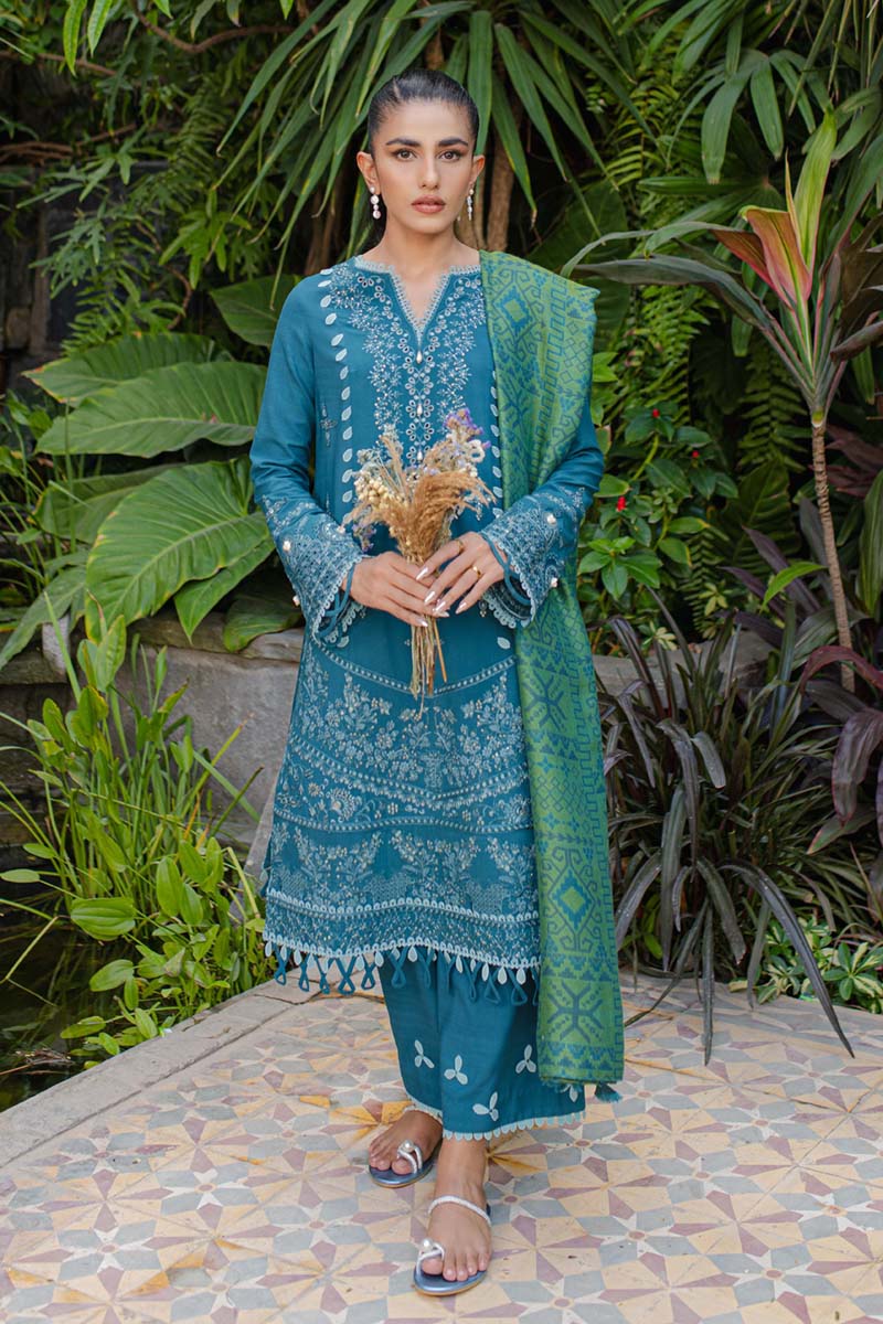 Qline By Qalamkar Embroidered Linen Suits Unstitched 3 Piece QLM23LN WL-08 Solene - Winter Collection