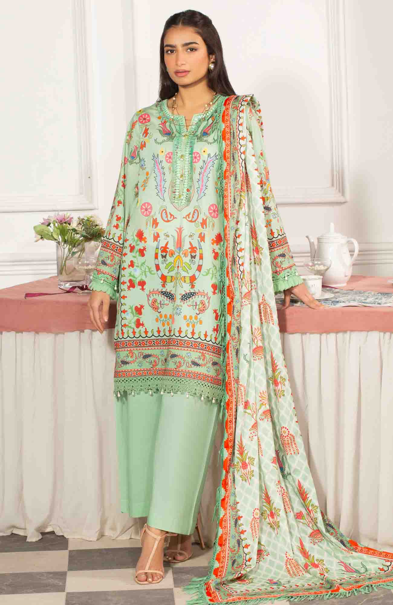 Mausummery Luxury Printed Lawn Unstitched 3 Piece Suit - MUSV2L1 - Jade - Summer Collection