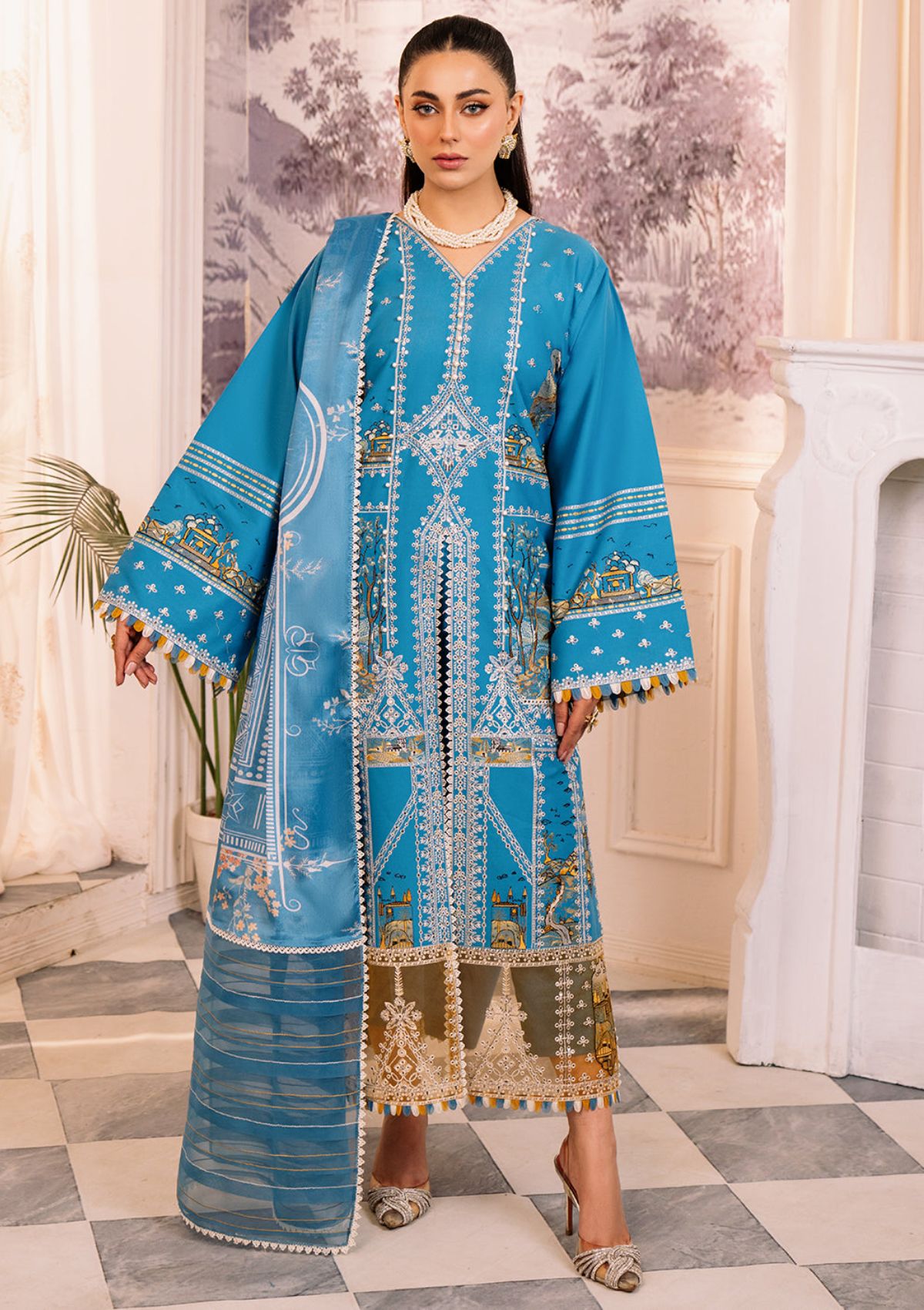 Bin Ilyas Embroidered Lawn Suits Unstitched 3 Piece BILH 206-B - Summer Collection