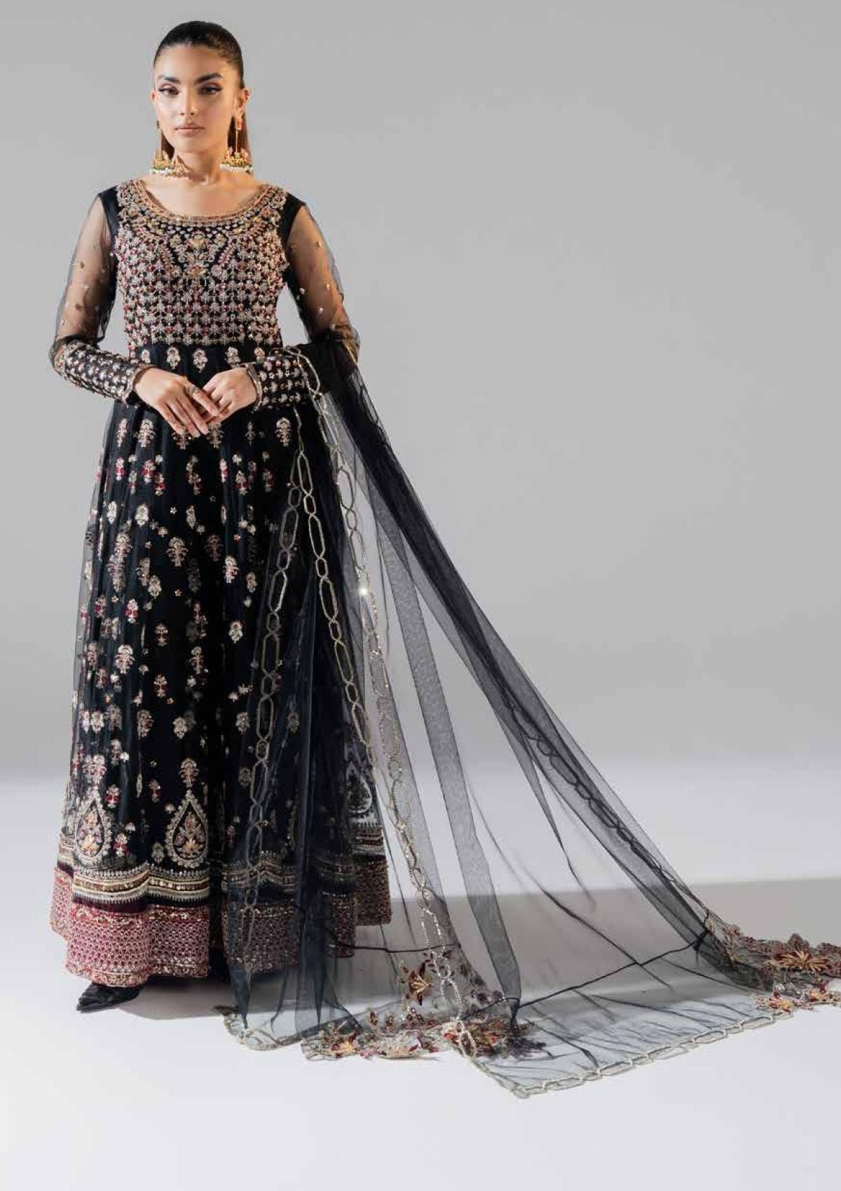 Maryum N Maria - Freesia Premium Embroidered Net Suits Unstitched 4 Piece Zarez - FS-40028 - Bennu