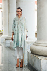 41907218-Blended Crinkle Chiffon & Slub Lawn – Blue Printed 2PC