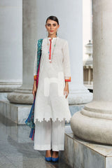 41907224-Blended Crinkle Chiffon & Slub Lawn – White Printed 2PC