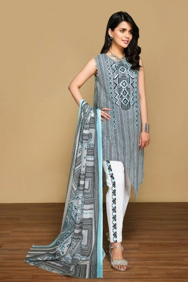 42001206-Embroidered Printed Super Fine Lawn,Voil & Cambric-3PC