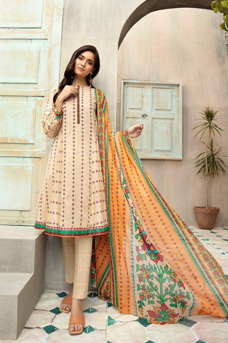 42001603-Printed Super Fine Lawn & Voil-2PC