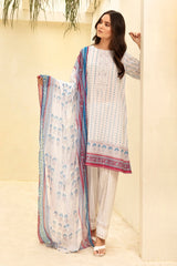 42001643- Printed Embroidered Super Fine Lawn; Rip Voil & Cambric-3PC