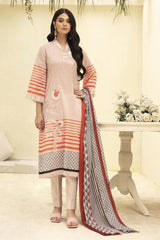 42001649- Digital Printed Embroidered Super Fine Lawn, Rip Voil & Cambric-3PC