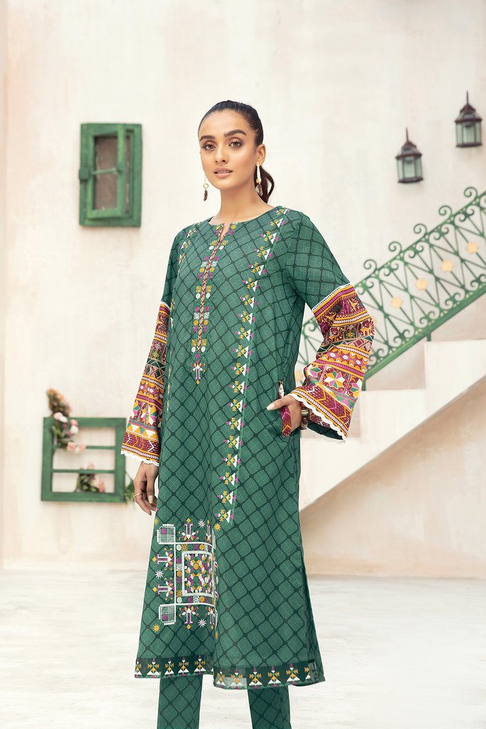 42101006-Embroidered Printed Super Fine Lawn & Cambric-2PC