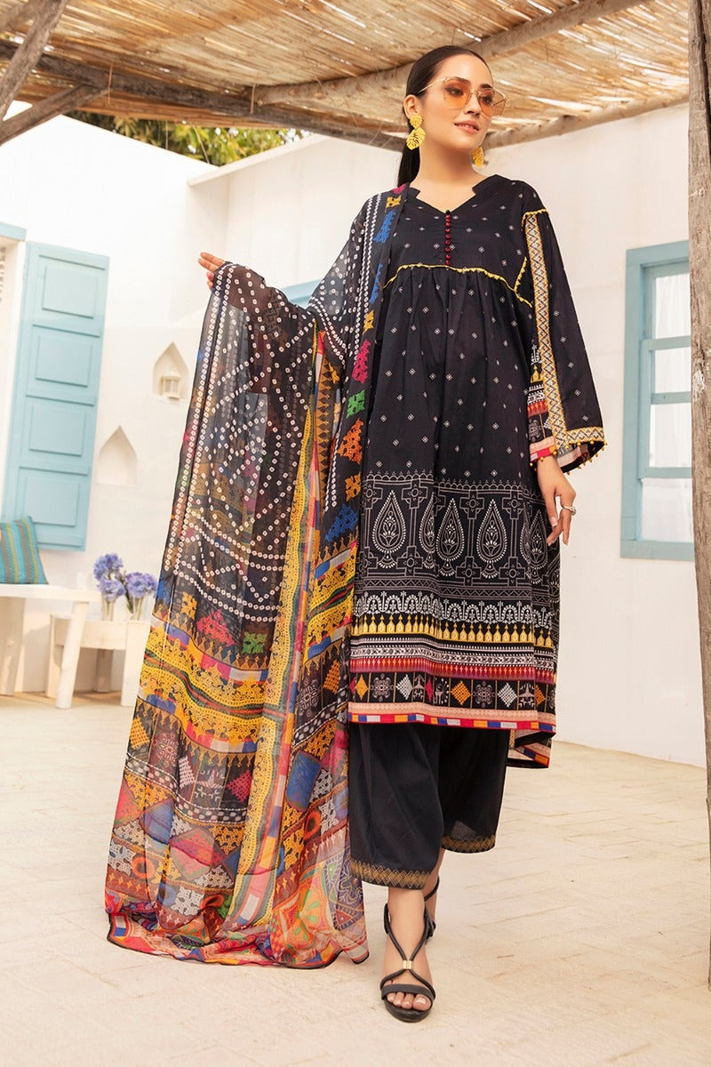 42101050-Digital Printed Super Fine Lawn, Grip Chiffon & Cambric-3PC