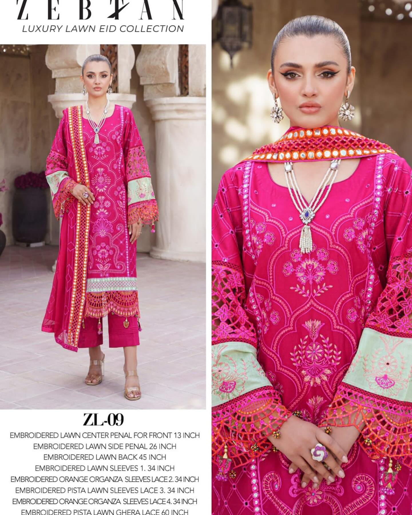 Zebtan - Zeenat Luxury Lawn Embroidered Collection - ZL-09
