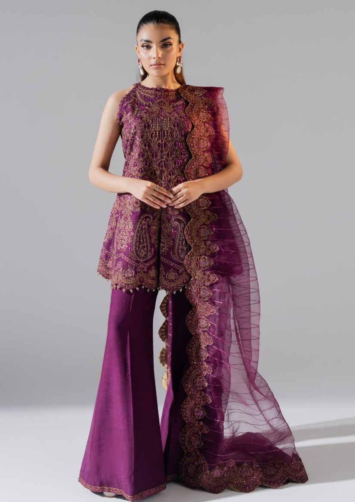 Maryum N Maria - Freesia Luxury Formals Embroidered Grip Unstitched 3 Piece FS-40023 - Abla - Formals Collection