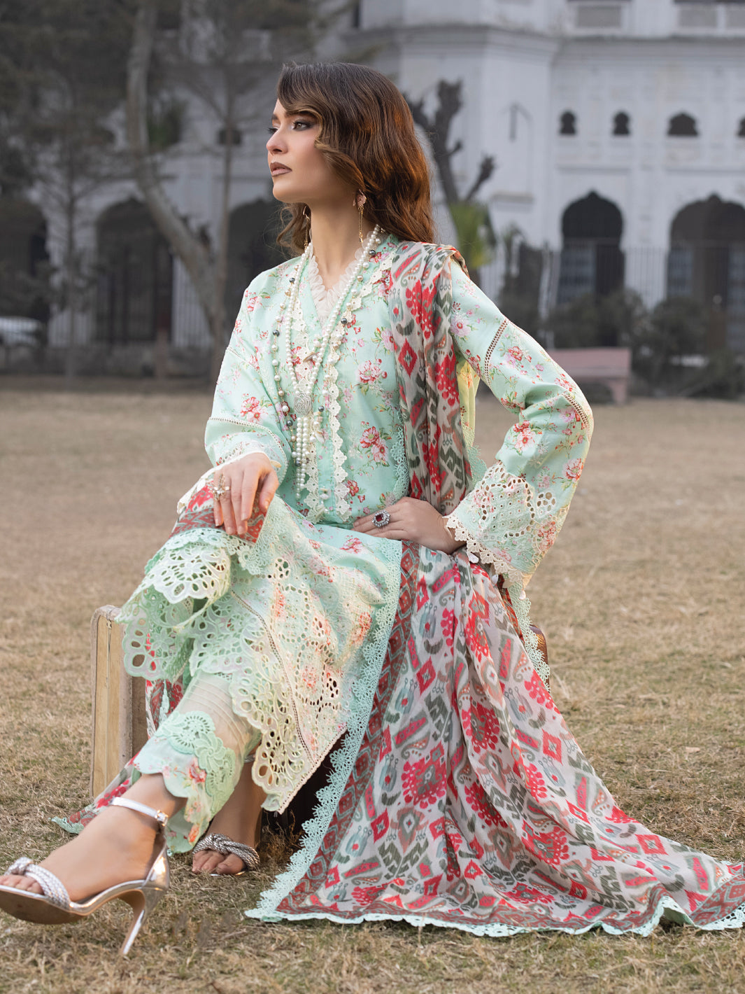 Maya By Faixa Faixal Embroidered Schiffli Suit Unstitched 3 Piece FFX24M Julia - Summer Collection