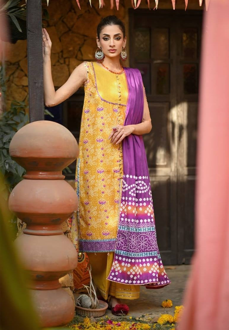 Monsoon Chunri By Al Zohaib Printed Lawn Suit Unstitched 3 Piece MSH-25-09- Summer Collection