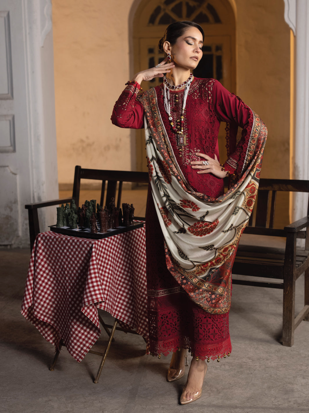 Maya By Faixa Faixal Embroidered Schiffli Suit Unstitched 4 Piece FFX24M Elif - Summer Collection
