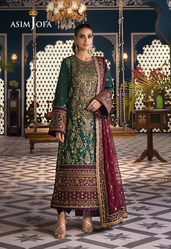 Fasana-E-Ishq By Asim Jofa Embroidered Lawn Suit Unstitched 3 Piece AJ24F AJFI-01 - Luxury Collection