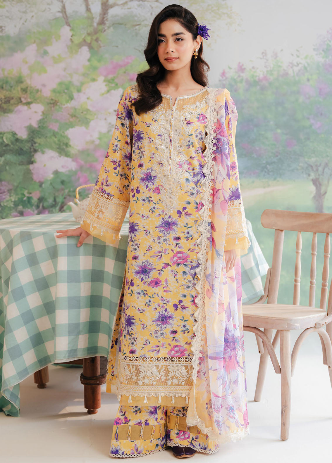 Floral Charm by Afrozeh Embroidered Lawn Suits Unstitched 3 Piece AL-24-V1-01 Tuscany - Summer Collection