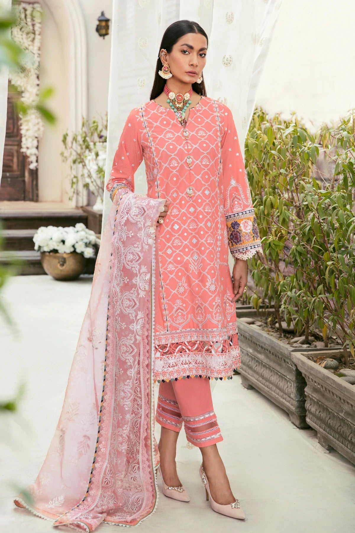 Baroque Embroidered Lawn Suit Unstitched 3 Piece BQ22E BQU-BL08-D07 - Eid Collection