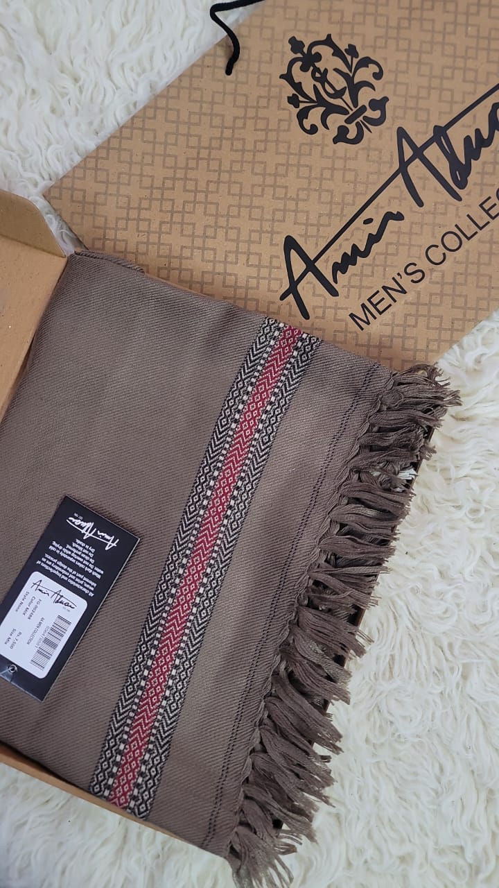 Amir Adnan's Traditional Woolen Shawl - FG-0001570-1000001-Coffee Brown