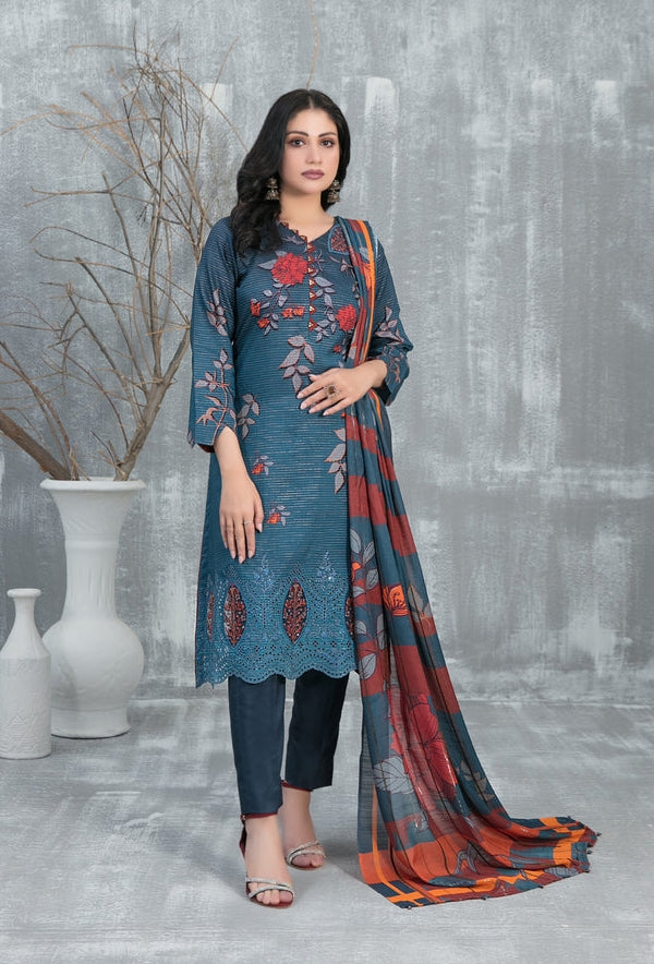 Tawakkal Fabrics Emboidered Viscose Suits Unstitched 3 Piece TWF25ST D-1295 - Winter Collection