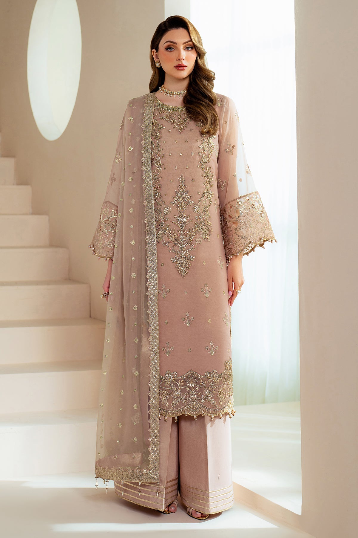 Alizeh - Aymal Embroidered Organza & Hand Embellished Suits Unstitched 3 Piece AFB25BC D-03 Jade - Luxury Collection