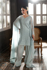 Ensembles by Azure Embroidered Chiffon Suits Unstitched 3 Piece AZU25EF Icy Mist ES-107 - Festive Collection