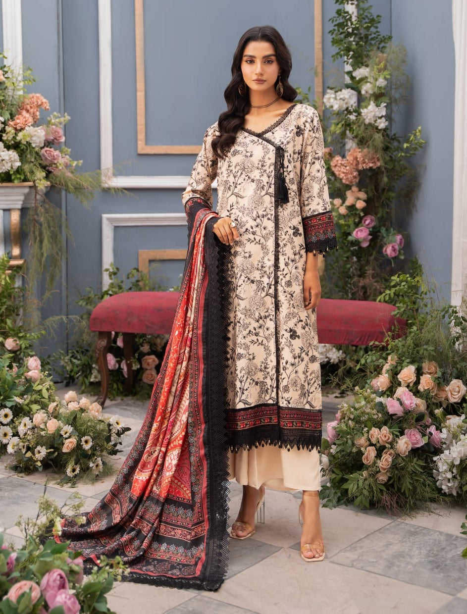 Mausummery Luxury Digital Printed Linen Unstitched 3 Piece Suit - MU25SSUL - FRIYA - Winter Collection