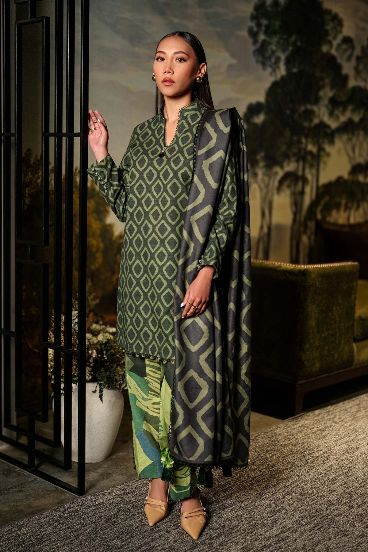 M Basics by Maria B Printed Khaddar Suits Unstitched 3 Piece MB24MB D-06 A - Winter Collection