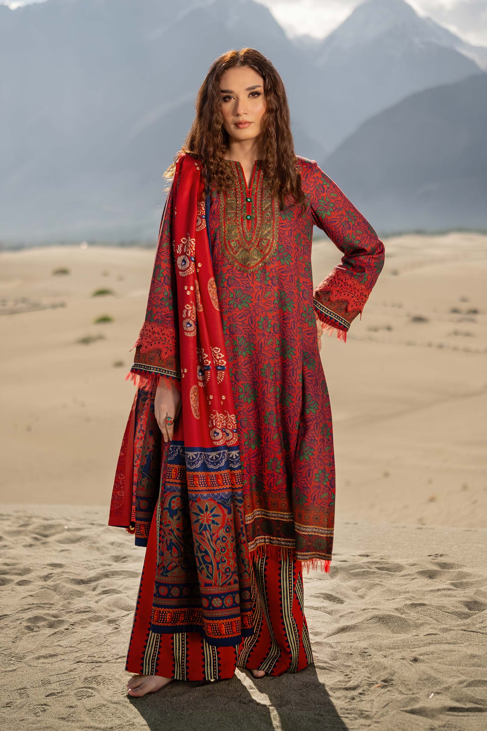 M Basics by Maria B Printed Marina Suits Unstitched 3 Piece MB24MB D-11 B - Winter Collection