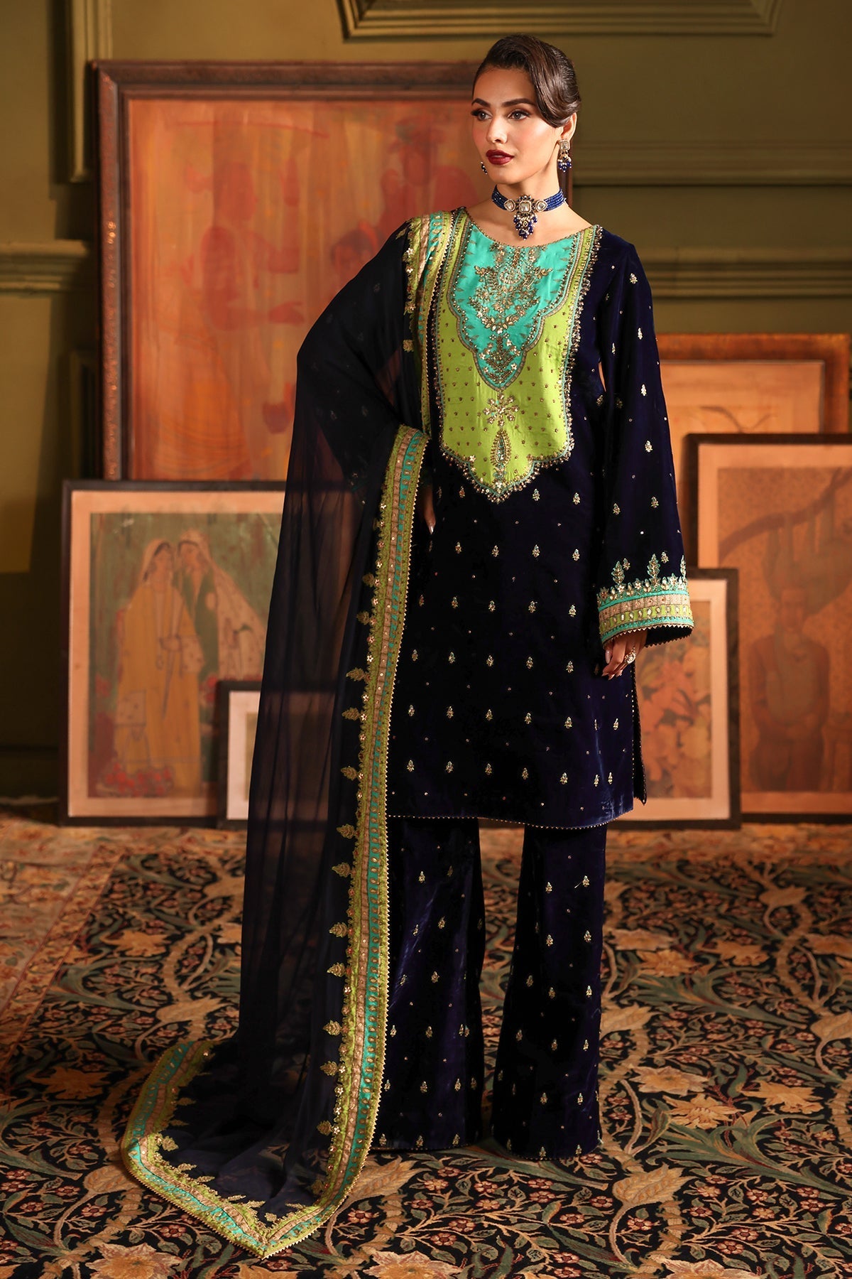 Signora by Charizma Embroidered Velvet Suits Unstitched 3 Piece CRZ24SG CVT4-15 - Winter Collection