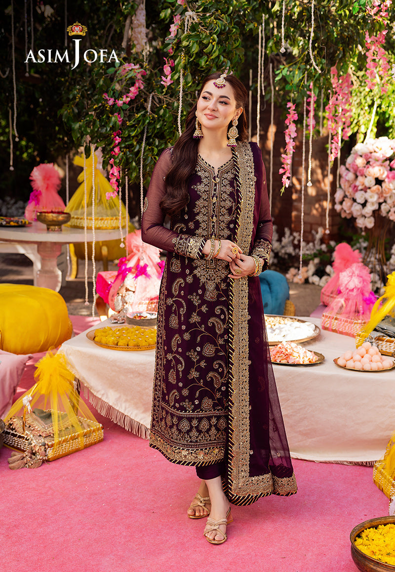 Asim Jofa Jag-Mag Embroidered Chiffon Suits Unstitched 3 Piece AJ - AJMJ-02