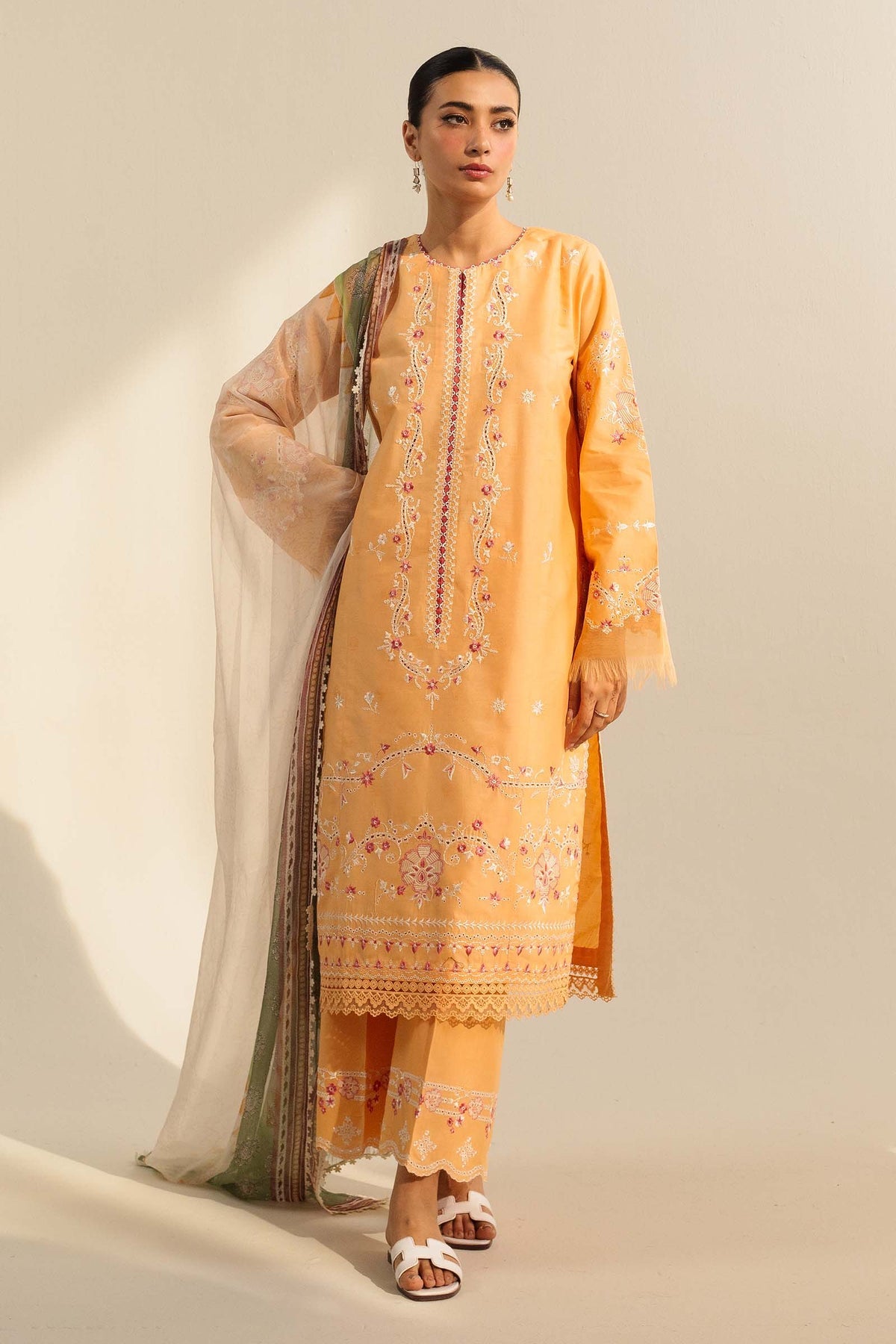 Coco by Zara Shahjahan Embroidered Lawn Suit Unstitched 3 Piece CZS24L2 8B Mira - Summer Collection