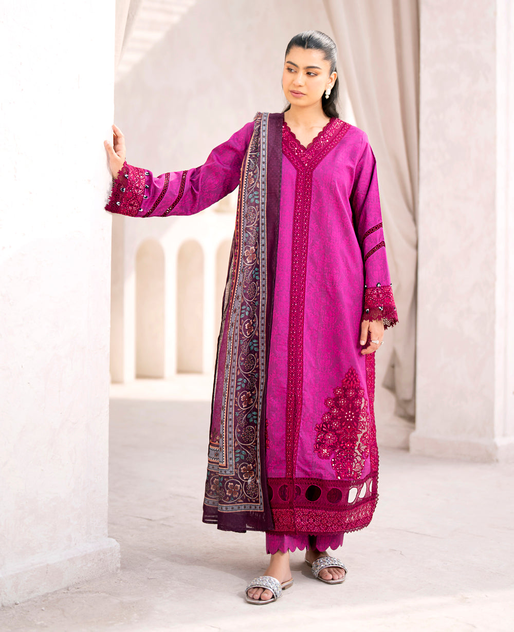 Baroque - Xenia Formals Embroidered Lawn Suit Unstitched 3 Piece ZE24S 653- MONACO- Summer Collection