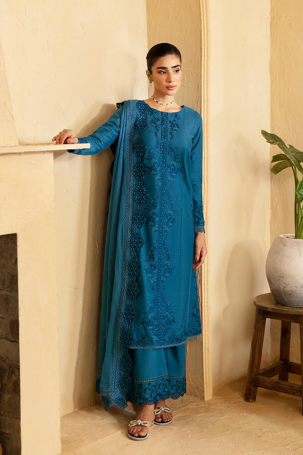 Azure Embroidered Suit Unstitched 3 Piece AZU24PC 61 Marine Whisper - Luxury Collection