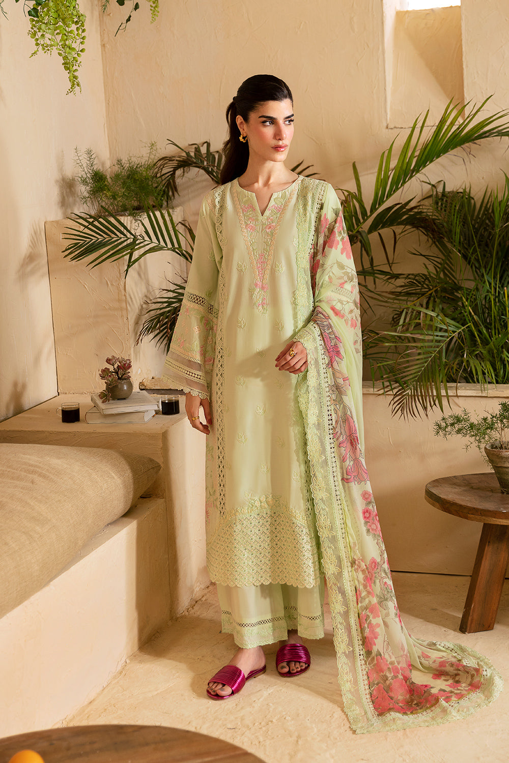 Azure Embroidered Suit Unstitched 3 Piece AZU24PC 63 Meadow Mist - Luxury Collection