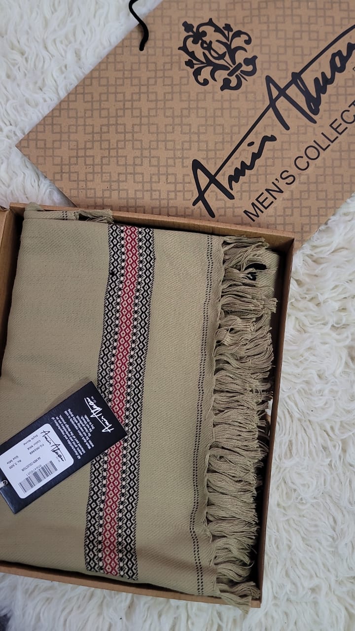 Amir Adnan's Traditional Woolen Shawl - FG-0001570-1000006-Timber Wolf