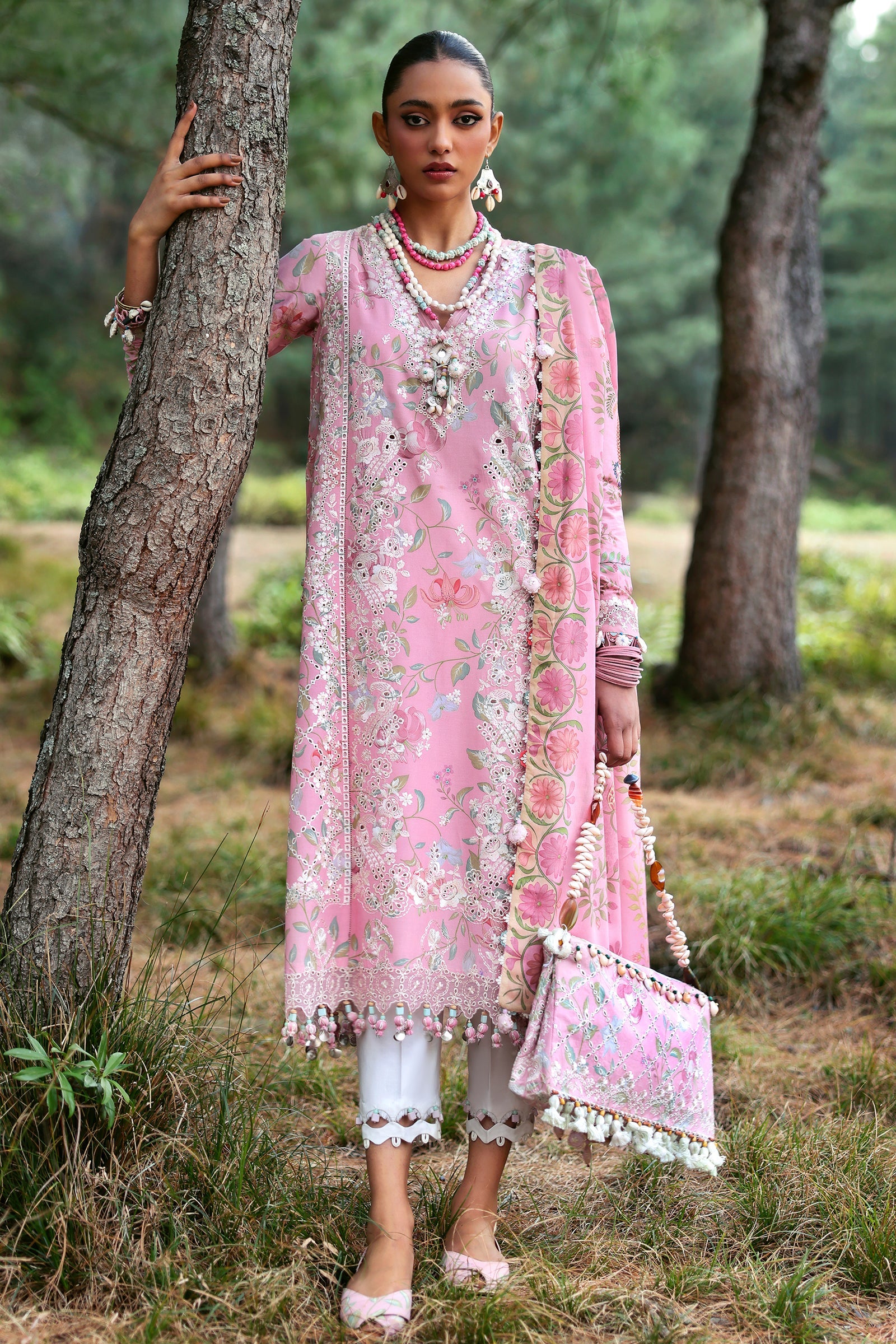 Zaha By Khadijah Shah Embroidered Lawn Suits Unstitched 3 Piece ZL25NL D-01 A Zayana - Summer Collection