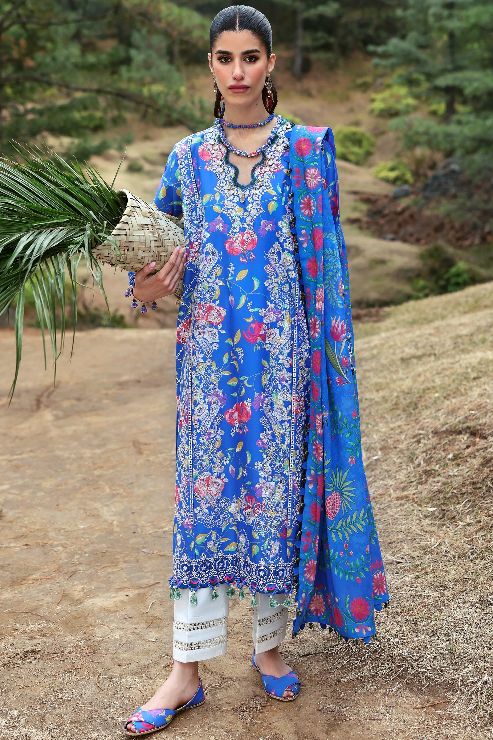Zaha By Khadijah Shah Embroidered Lawn Suits Unstitched 3 Piece ZL25NL D-01 B Zayana - Summer Collection