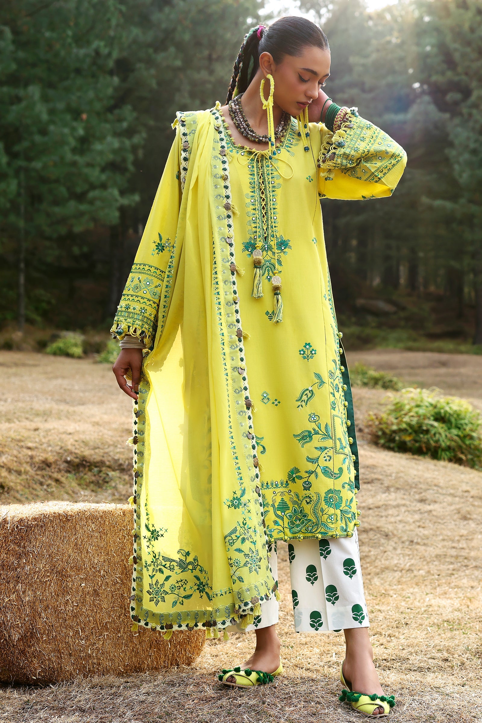 Zaha By Khadijah Shah Embroidered Lawn Suits Unstitched 3 Piece ZL25NL D-10 B Elaya - Summer Collection