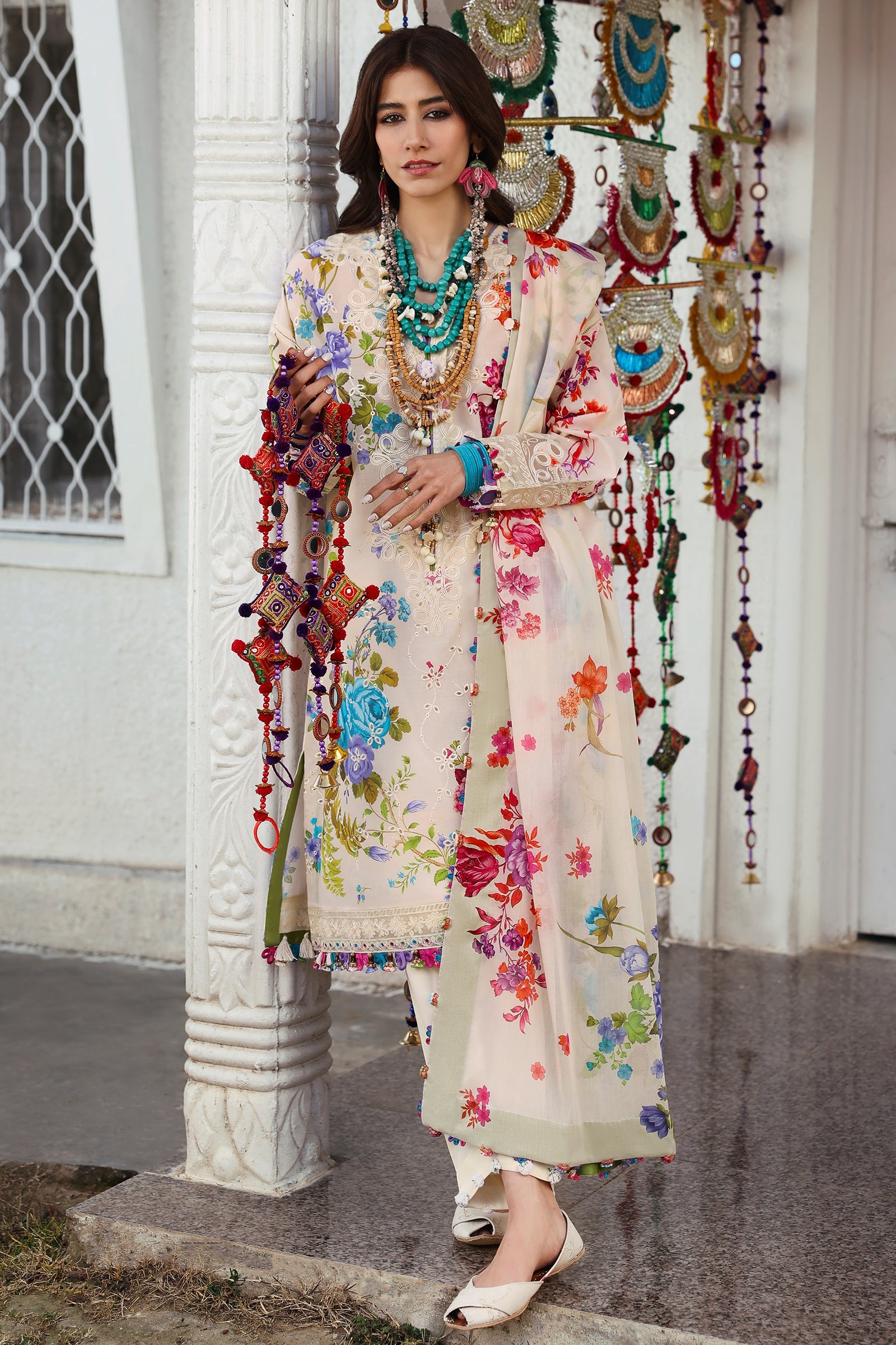 Zaha By Khadijah Shah Embroidered Lawn Suits Unstitched 3 Piece ZL25NL D-07 B Alya - Summer Collection